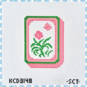 Orange Mahjong Flower Tile